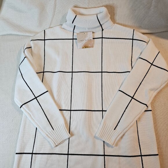 Chicwish Warm Welcome Grid Turtleneck Sweater Dress - M - Picture 4 of 9
